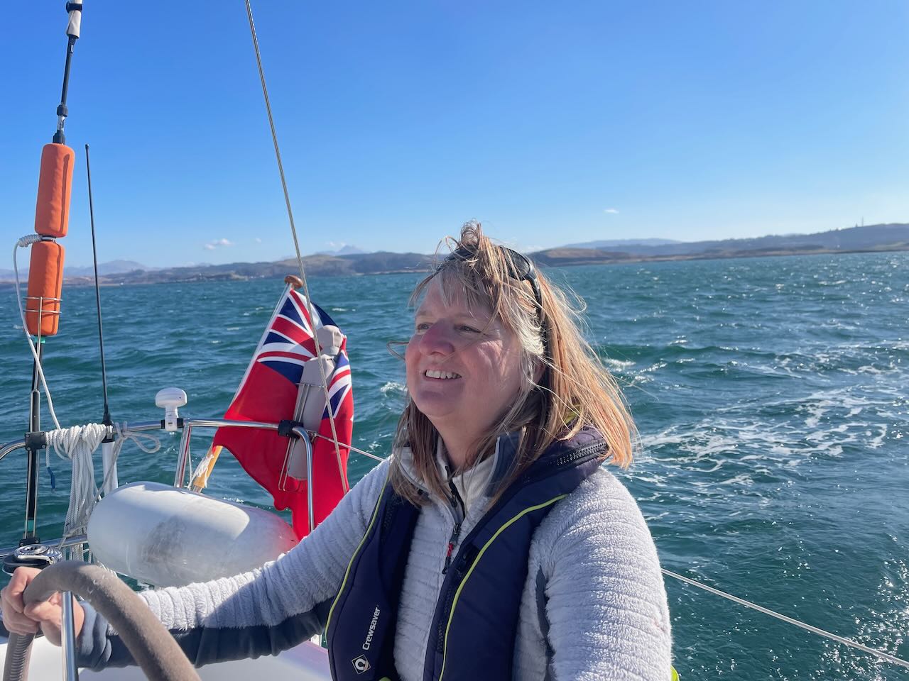 Linda sailing the Firth of Lorn